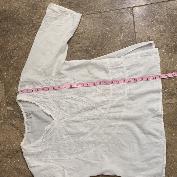Papillon vintage white cotton boho top, M - Picture 3 of 9